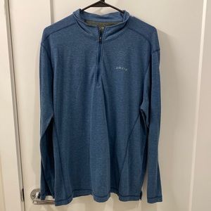 Orvis Men's L Quarter Zip Heather Blue Long Sleeve Pullover Top